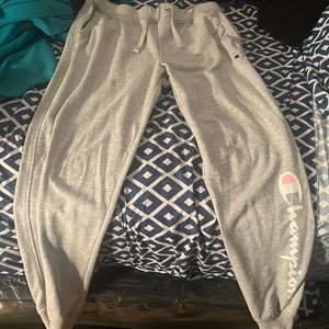 Champion sweatpants kids xl grey pink and white
